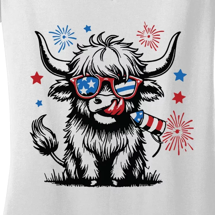 4th July Heifer Women's V-Neck T-Shirt