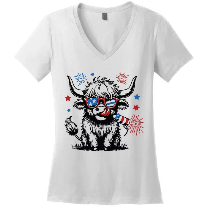 4th July Heifer Women's V-Neck T-Shirt