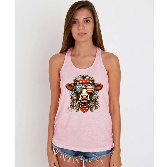 4th July Heifer Women's Knotted Racerback Tank