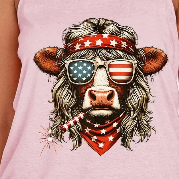 4th July Heifer Women's Knotted Racerback Tank