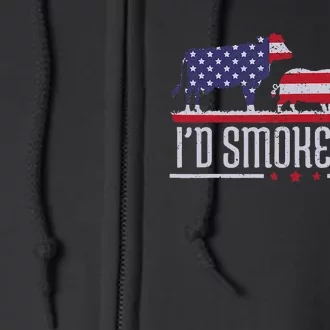 4th July ID Smoke That Patriot Bbq Barbeque Cook Chef Full Zip Hoodie