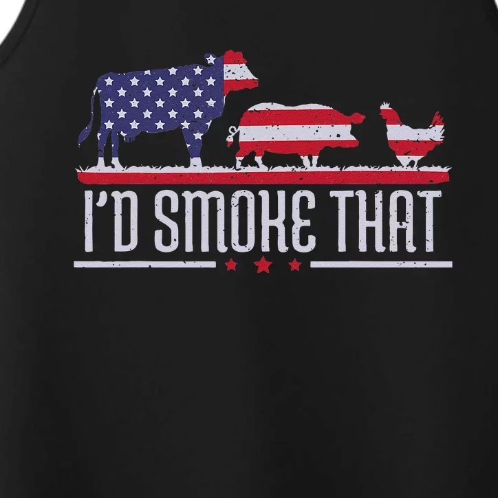 4th July Id Smoke That Patriot BBQ Barbeque Cook Chef Performance Tank