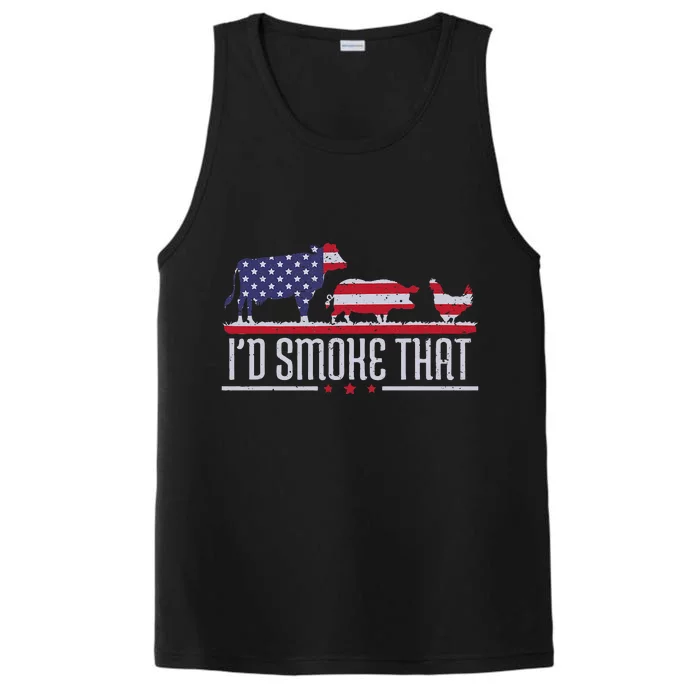 4th July Id Smoke That Patriot BBQ Barbeque Cook Chef Performance Tank