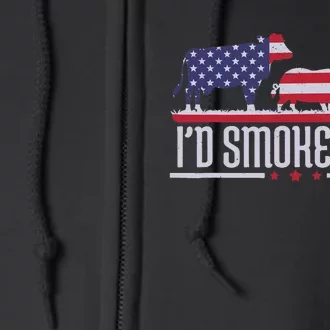 4th July I'd Smoke That Patriot BBQ Barbeque Cook Chef Full Zip Hoodie