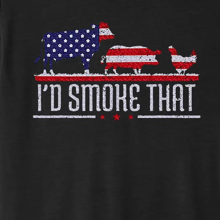 4th July I'd Smoke That Patriot BBQ Barbeque Cook Chef ChromaSoft Performance T-Shirt