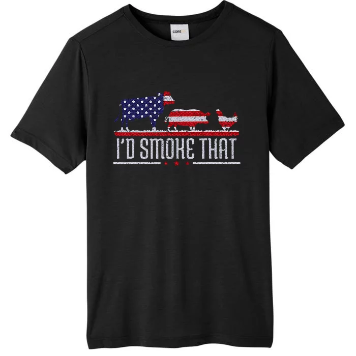 4th July I'd Smoke That Patriot BBQ Barbeque Cook Chef ChromaSoft Performance T-Shirt