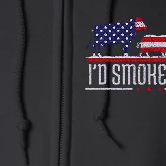 4th July I'd Smoke That Patriot BBQ Barbeque Cook Chef Full Zip Hoodie