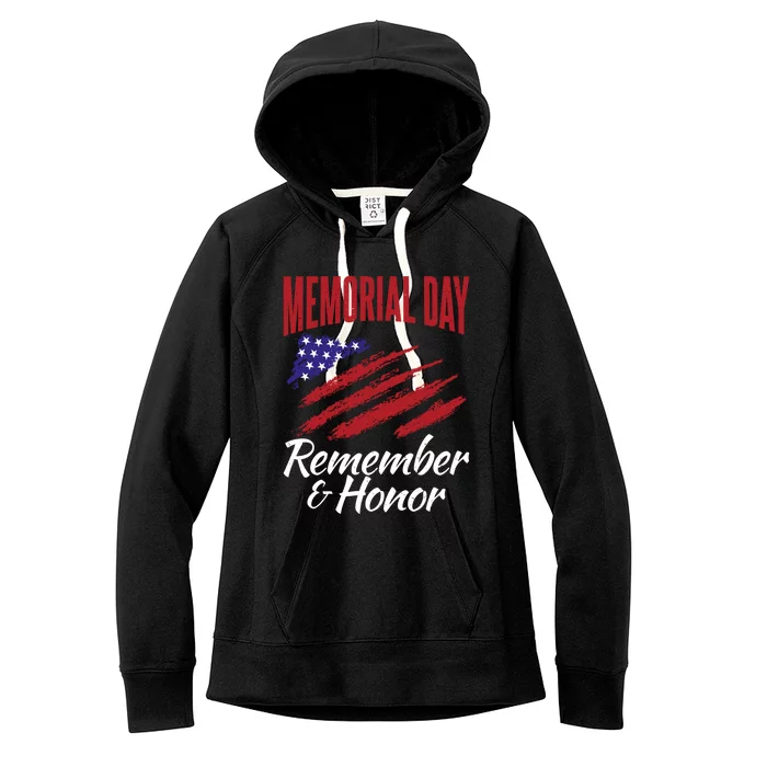 4th July Memorial Day Remember And Honor America Gift Women's Fleece Hoodie