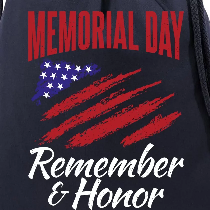 4th July Memorial Day Remember And Honor America Gift Drawstring Bag