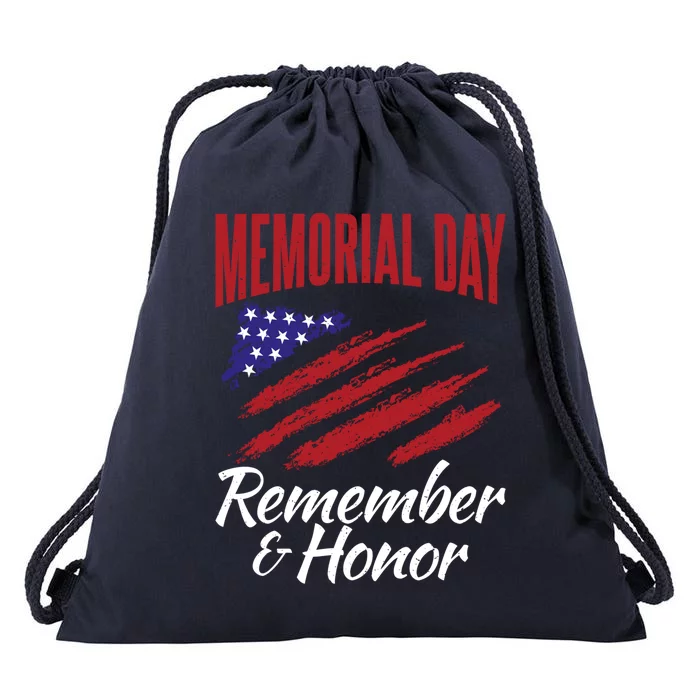 4th July Memorial Day Remember And Honor America Gift Drawstring Bag