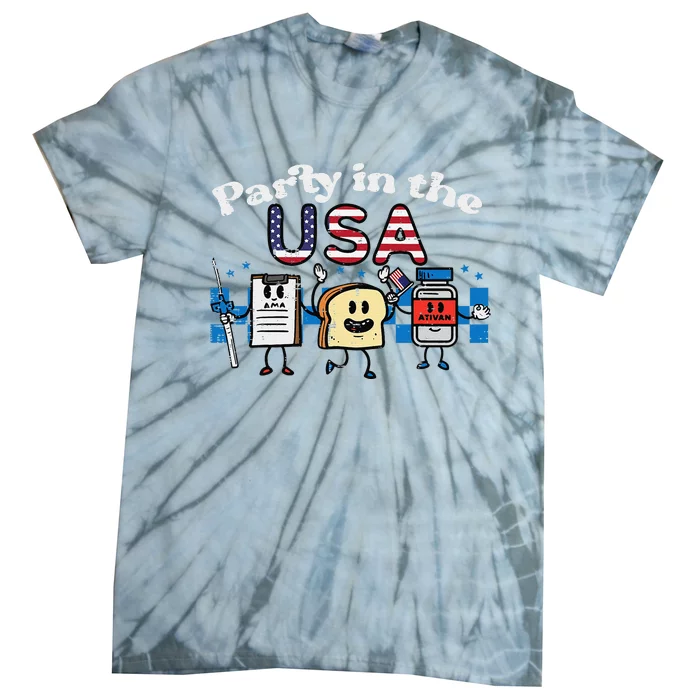 4th July Nurse Party Usa Ativan Scrub Top Patriot Gift Tie-Dye T-Shirt