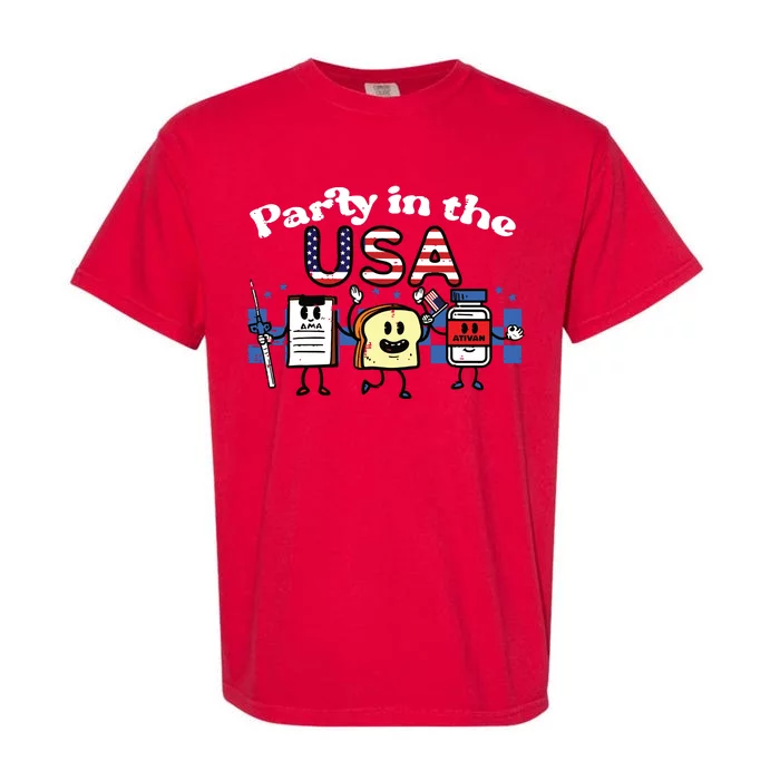 4th July Nurse Party Usa Ativan Scrub Top Patriot Garment-Dyed Heavyweight T-Shirt