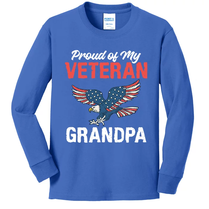 4th July Proud Of My Veteran Grandpa Grand Memorial Day Gift Kids Long Sleeve Shirt