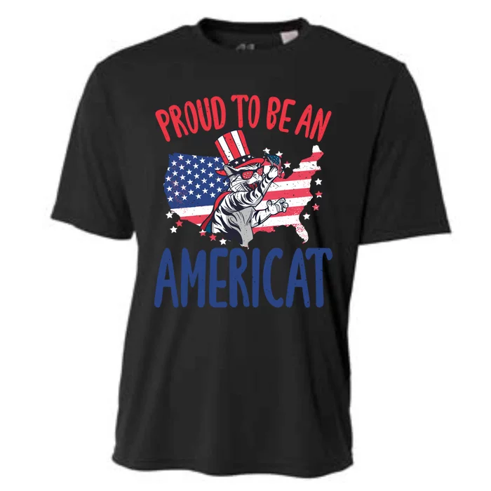 4th July Proud To Be An Americat Cat Lover Memorial Day Cool Gift Cooling Performance Crew T-Shirt