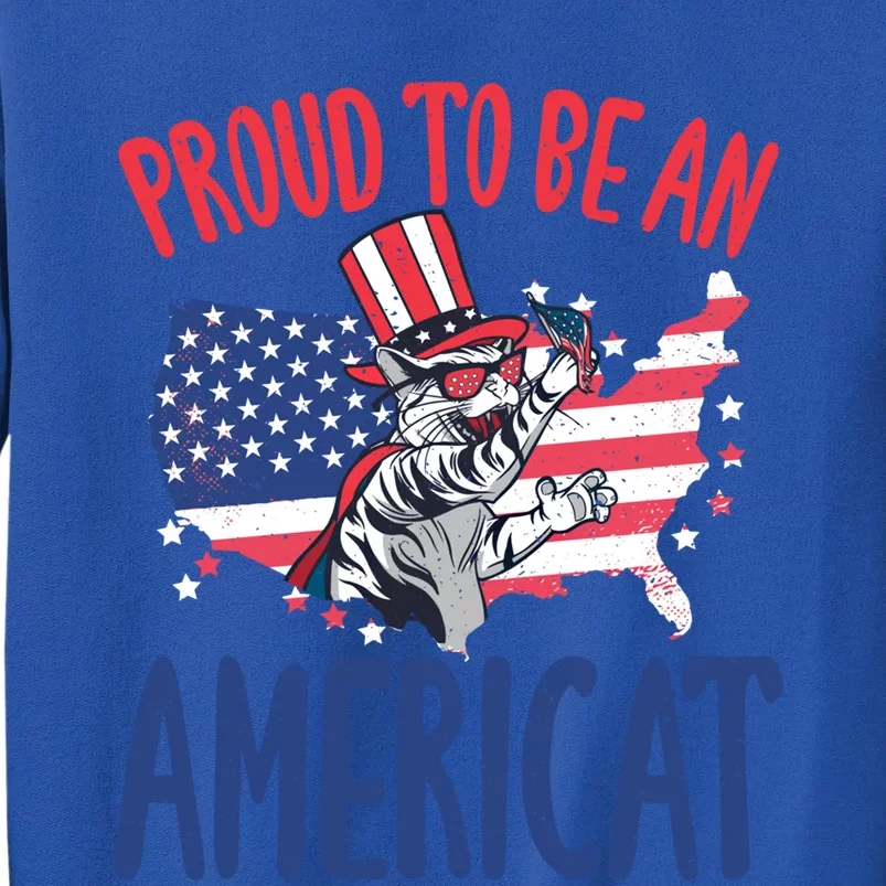 4th July Proud To Be An Americat Cat Lover Memorial Day Cool Gift Tall Sweatshirt