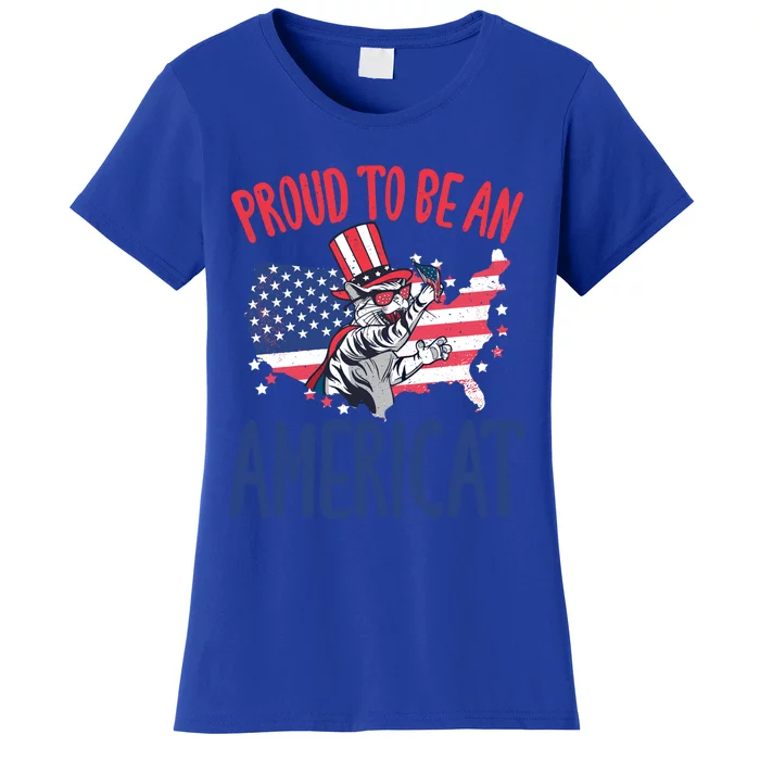 4th July Proud To Be An Americat Cat Lover Memorial Day Cool Gift Women's T-Shirt