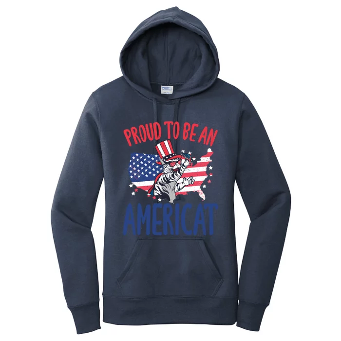 4th July Proud To Be An Americat Cat Lover Memorial Day Cool Gift Women's Pullover Hoodie