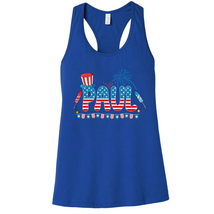 4th July Patriotic Bbq Holiday National Family Paul Gift Women's Racerback Tank