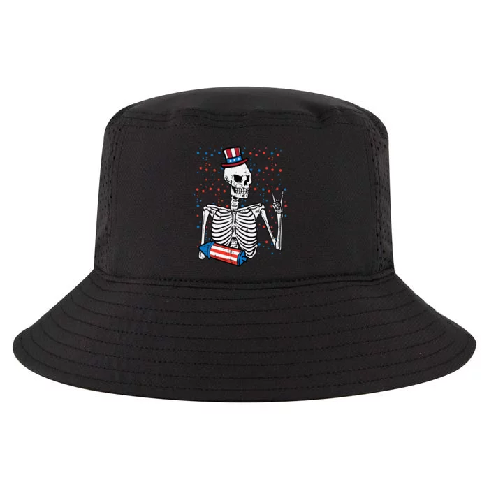 4th July Rocker Skeleton Patriotic Rock Men Kids Cool Comfort Performance Bucket Hat