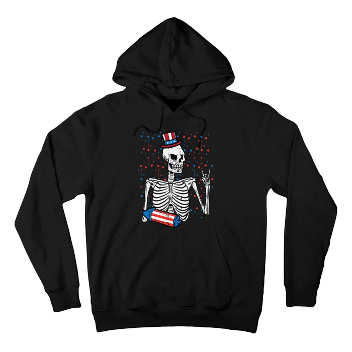 4th July Rocker Skeleton Patriotic Rock Men Kids Hoodie