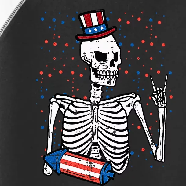 4th July Rocker Skeleton Patriotic Rock Toddler Fine Jersey T-Shirt