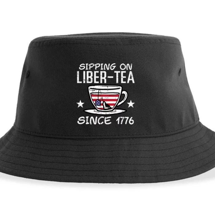 4th July Sipping Liber Tea Since 1776 USA America Sustainable Bucket Hat