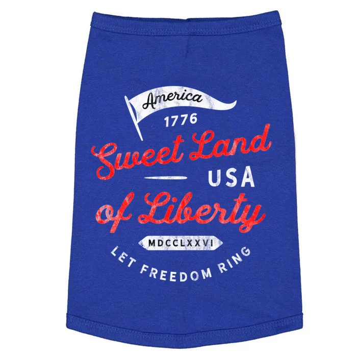 4th July Sweet Land Liberty America Freedom Ring Saying 1776 Meaningful Gift Doggie Tank