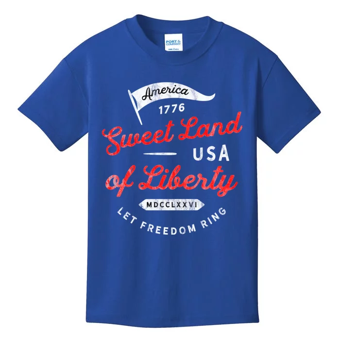 4th July Sweet Land Liberty America Freedom Ring Saying 1776 Meaningful Gift Kids T-Shirt