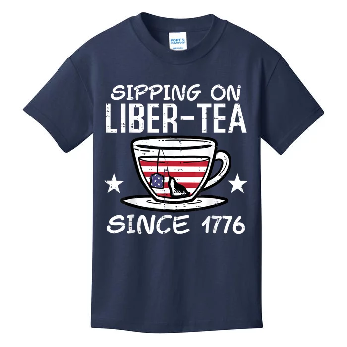 4th July Sipping Liber Tea Since 1776 USA America Women Men Kids T-Shirt