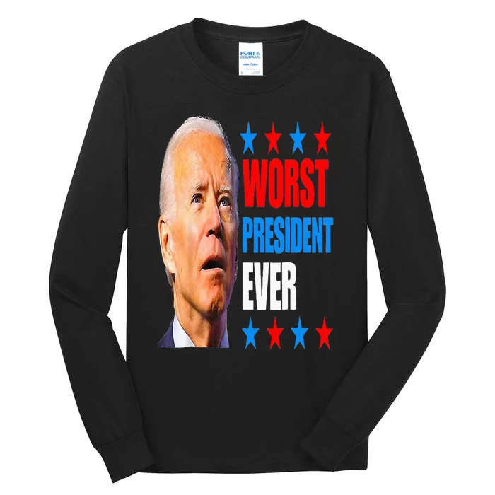 4th July Trump 2024 Election Worst President Ever Joe Biden Tall Long Sleeve T-Shirt