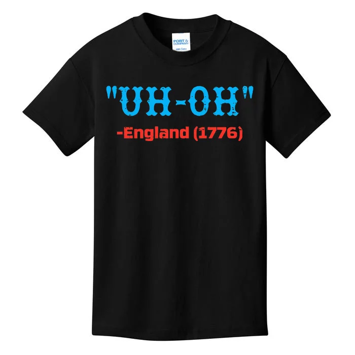 4th July Uh Oh England 1776 Independence Day Kids T-Shirt