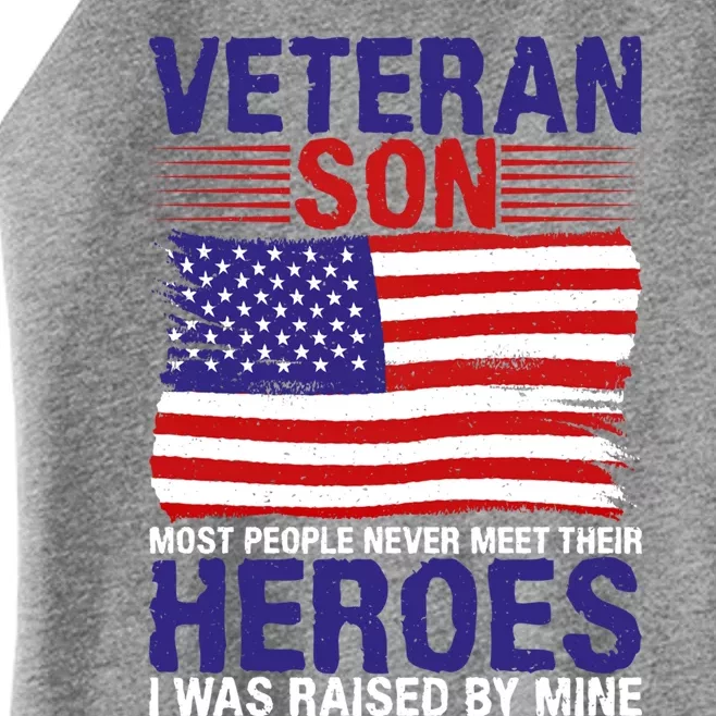 4th July Veteran Son Raised By A Hero Memorial Day Gift Women’s Perfect Tri Rocker Tank