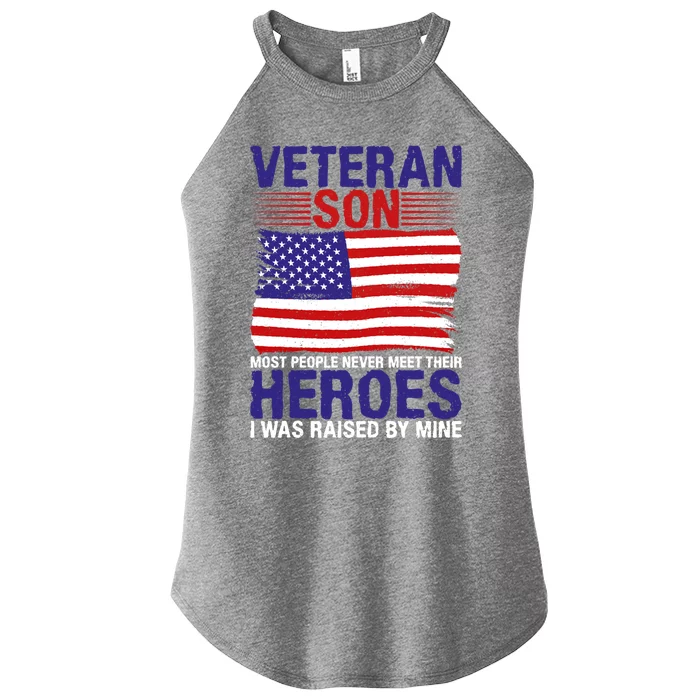 4th July Veteran Son Raised By A Hero Memorial Day Gift Women’s Perfect Tri Rocker Tank