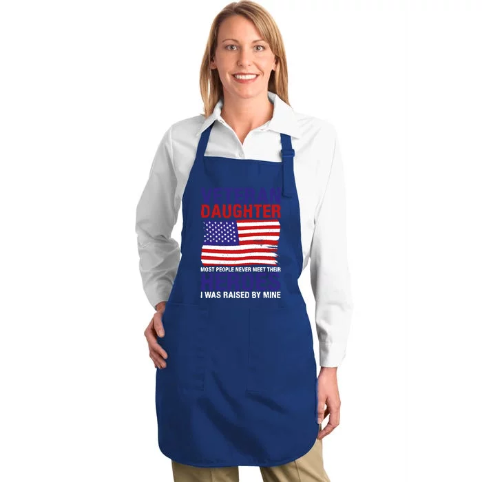 4th July Veteran Daughter Raised By A Hero Memorial Day Gift Full-Length Apron With Pocket