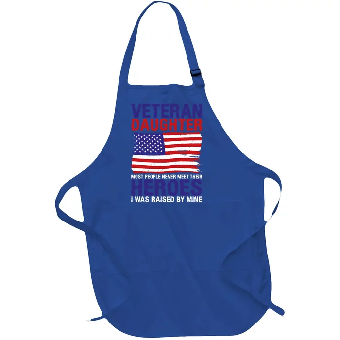 4th July Veteran Daughter Raised By A Hero Memorial Day Gift Full-Length Apron With Pocket