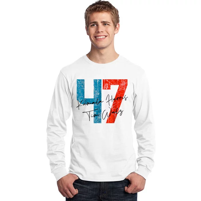 47 Kamala Harris Tim Walz Harris Waltz 2024 Tall Long Sleeve T-Shirt