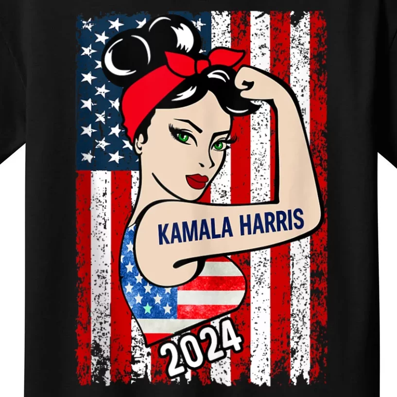 47 Kamala Harris 2024 President Election. America Flag Vote 47 Kamala Harris Kids T-Shirt