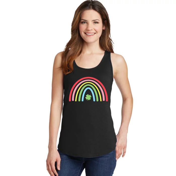 4 Leaf Clover Rainbow St Patricks Day Green Ladies Essential Tank