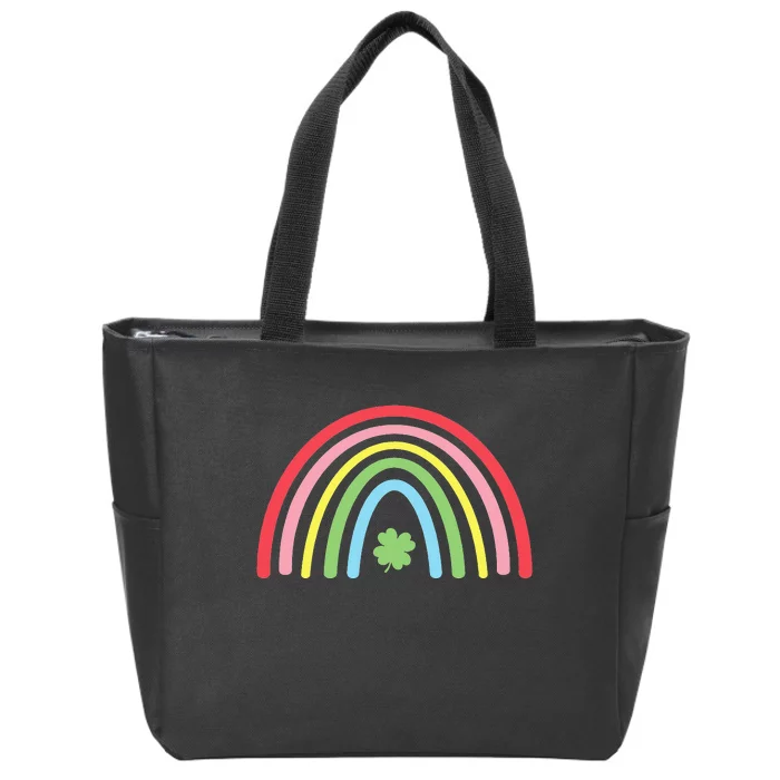 4 Leaf Clover Rainbow St Patricks Day Green Zip Tote Bag