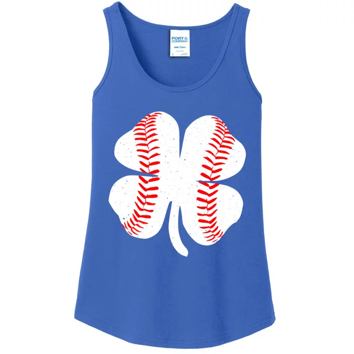 4 Leaf Clover Baseball St Patricks Day Catcher Shamrock Gift Ladies Essential Tank