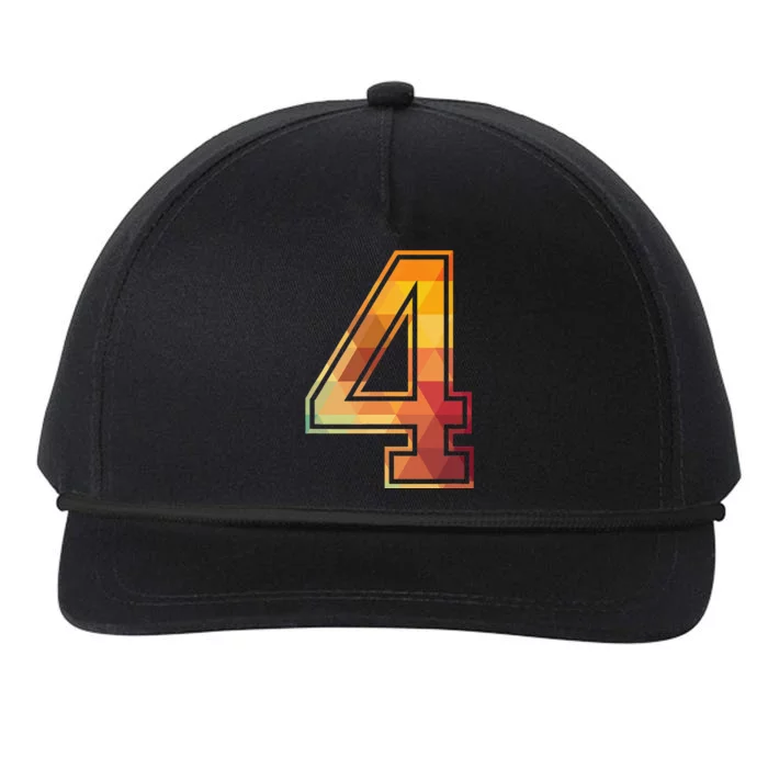 4 Lucky Number Sports Team Low Poly Year Age 4th Birthday Snapback Five-Panel Rope Hat