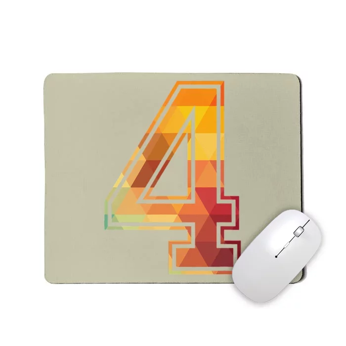 4 Lucky Number Sports Team Low Poly Year Age 4th Birthday Mousepad