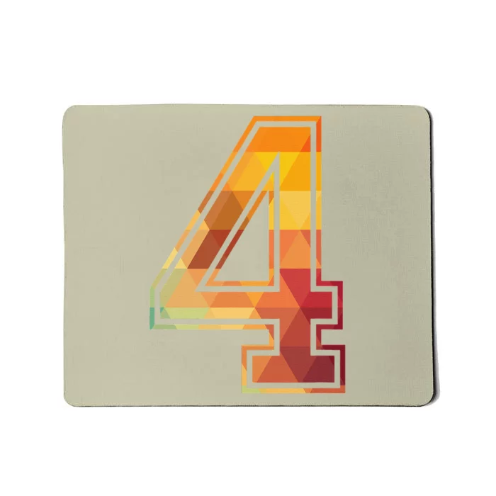 4 Lucky Number Sports Team Low Poly Year Age 4th Birthday Mousepad