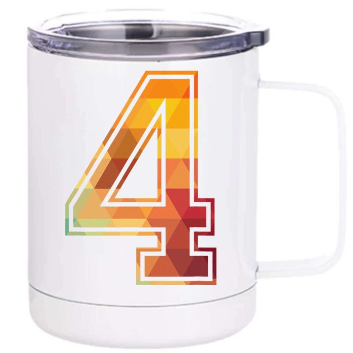 4 Lucky Number Sports Team Low Poly Year Age 4th Birthday Front & Back 12oz Stainless Steel Tumbler Cup