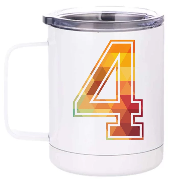 4 Lucky Number Sports Team Low Poly Year Age 4th Birthday Front & Back 12oz Stainless Steel Tumbler Cup