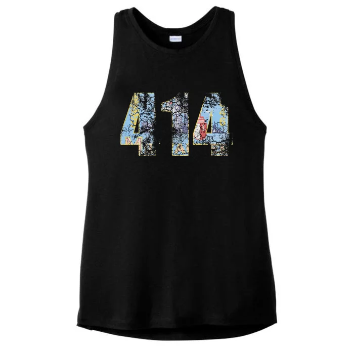 414 Milwaukee Flag Wisconsin Ladies Tri-Blend Wicking Tank