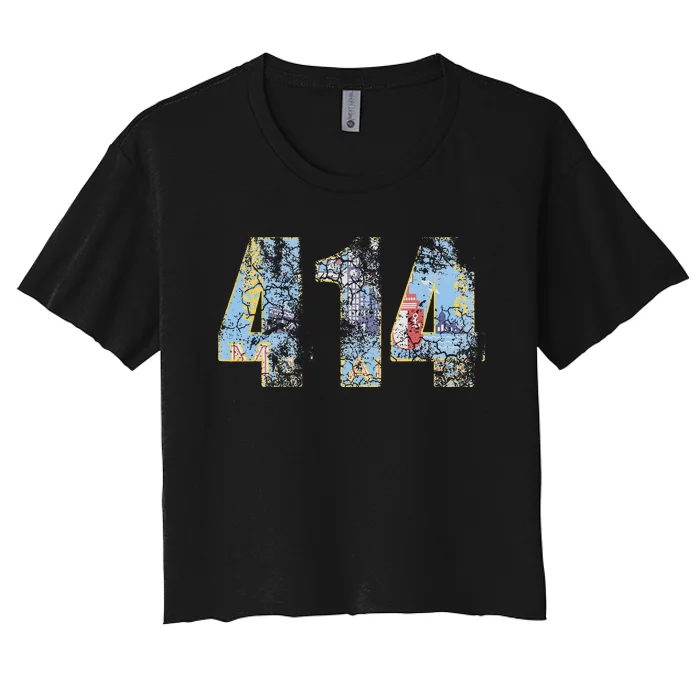 414 Milwaukee Flag Wisconsin Women's Crop Top Tee