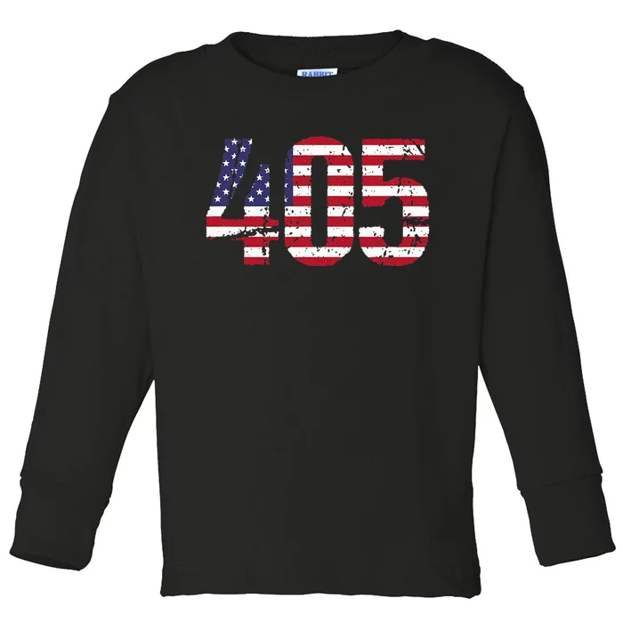 405 Oklahoma Area Code Toddler Long Sleeve Shirt