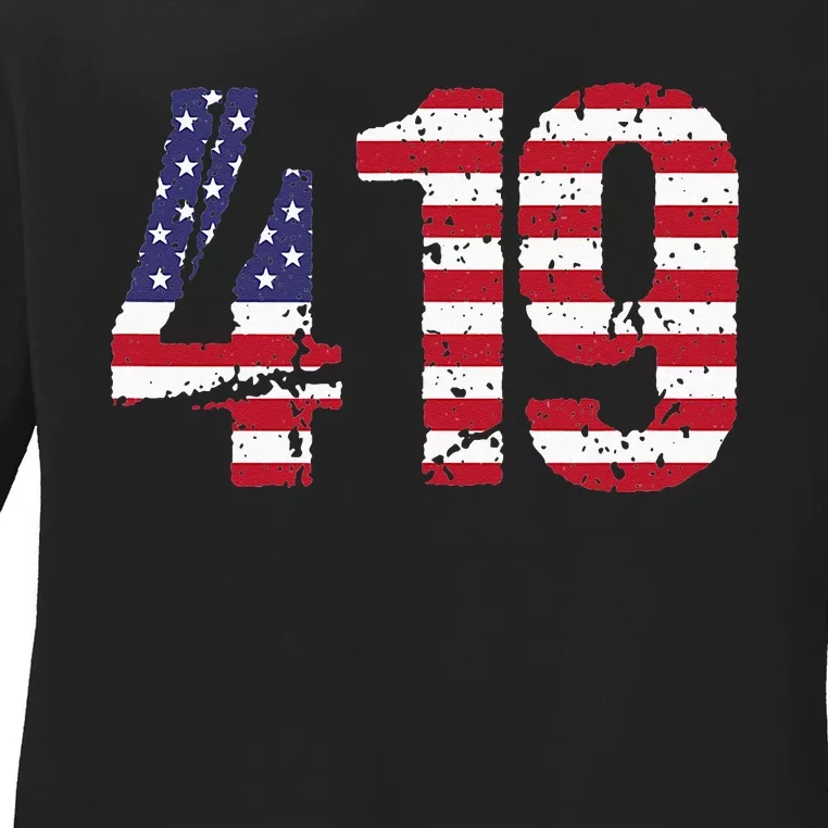 419 Ohio Area Code Ladies Long Sleeve Shirt