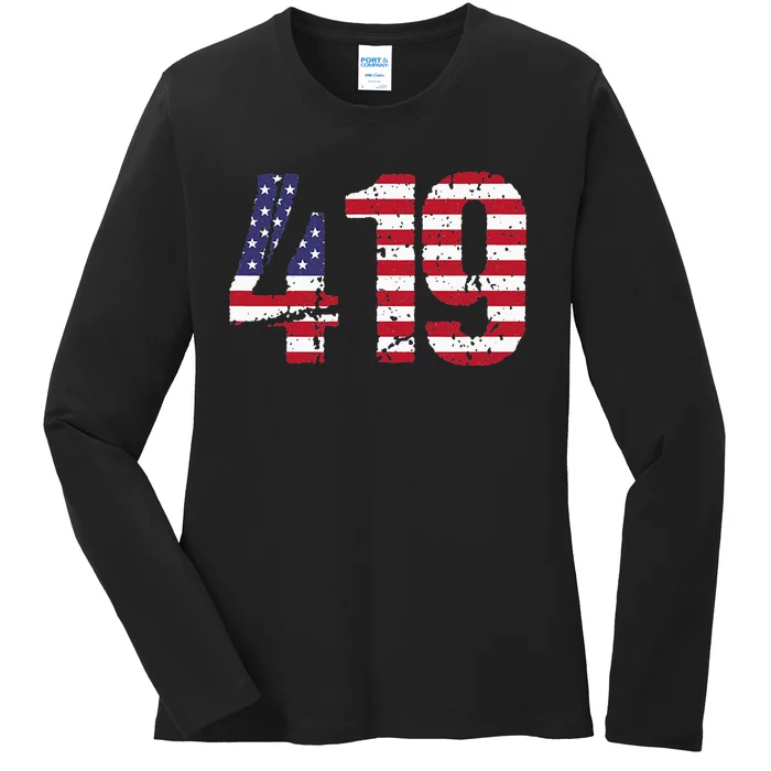 419 Ohio Area Code Ladies Long Sleeve Shirt